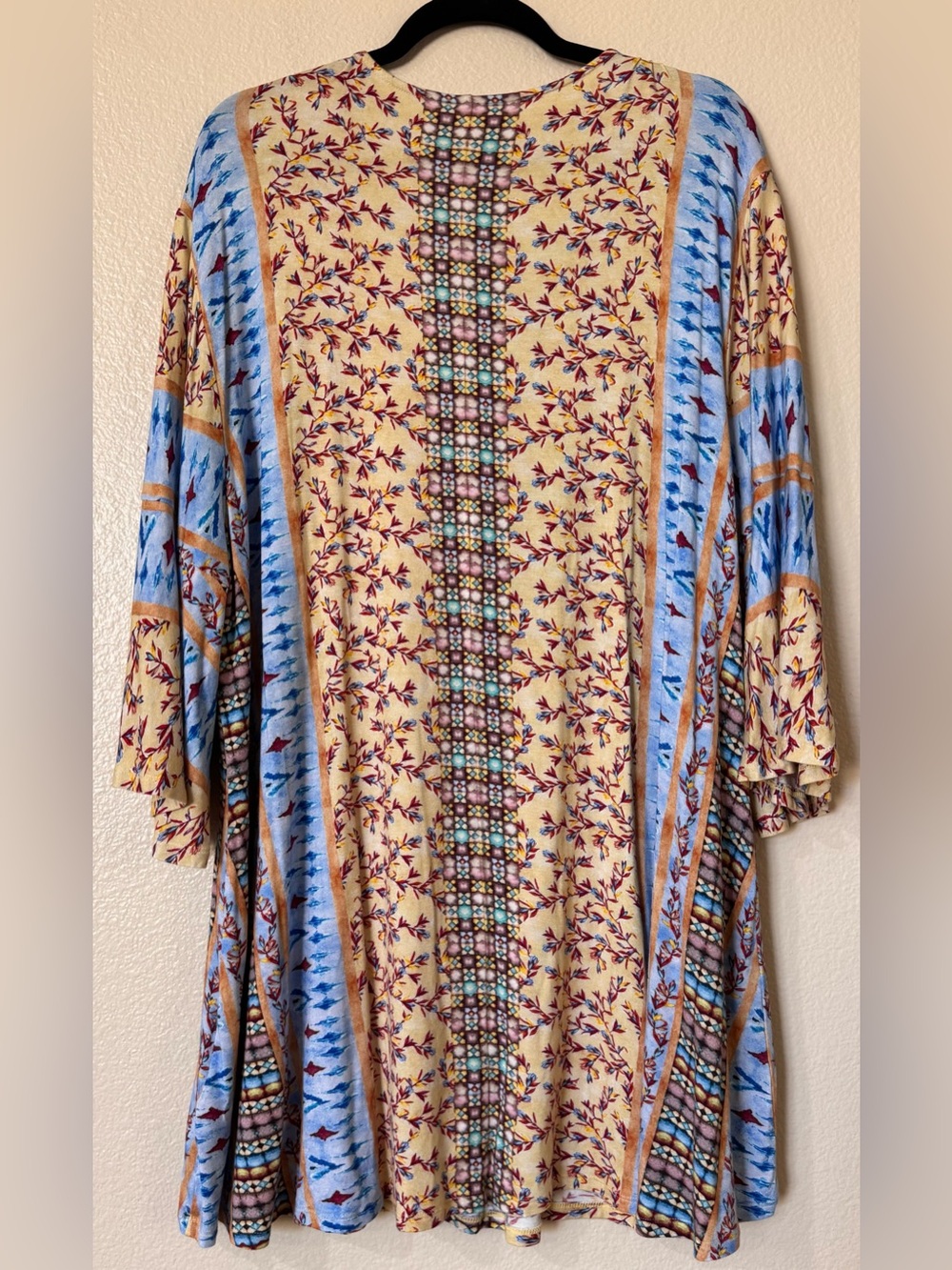 Soft Surroundings Embroidered Mixed Print Boho Tunic Top Jersey Blue 3X - Picture 5 of 11